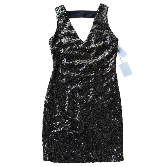 New 1.State $159 Sequined Open Back Sleeveless Cocktail Dress Black Size XS - Picture 1 of 8